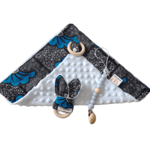 Kit naissance doudou,hochet, attache tétine personnalisable avec tissu